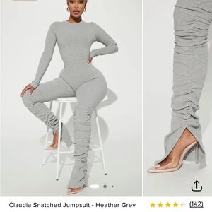 Gray Snatched & Ribbed Fashion Nova Jumpsuit- Heather Grey